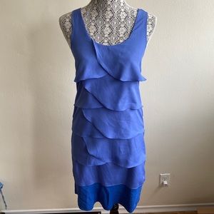 LUSH Blue Silk Blend Ruffle Swinger Dress Small